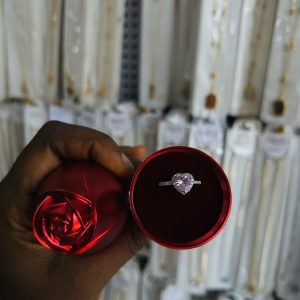 Pink stone  promise ring with exact box