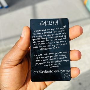 Engraved love card with barcode