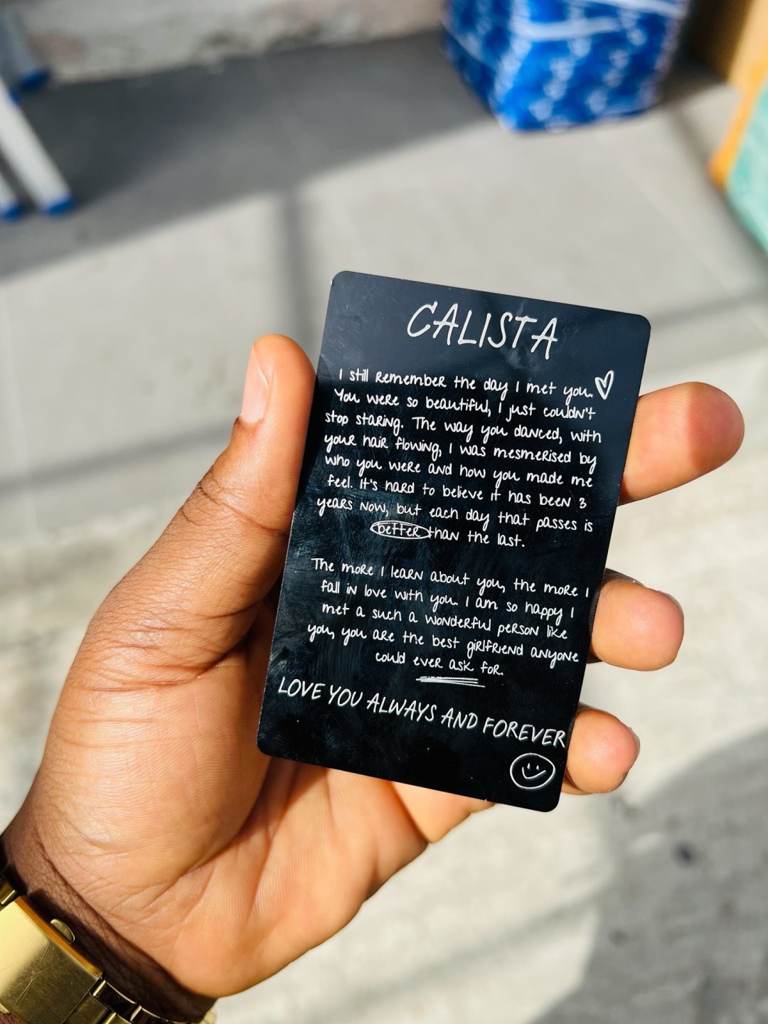 Engraved love card (Text only)