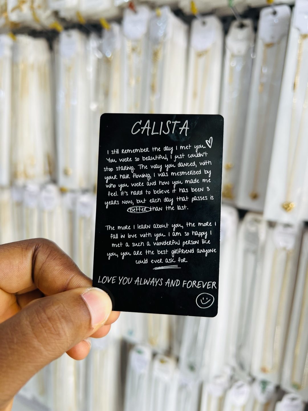 Engraved love card with barcode - Image 7