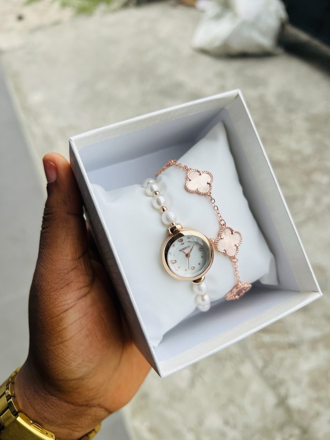 Rose gold Rebirth Pearl combo with box - Image 3