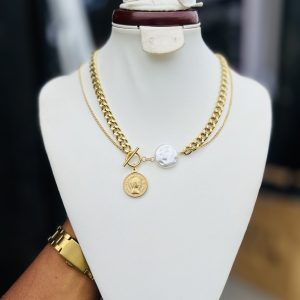 Double step steel necklace 002