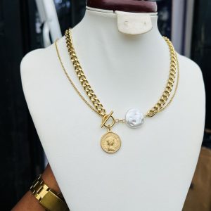 Double step steel necklace 002