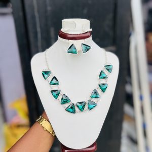 Green Triangle silver fashion set