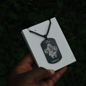 Black square Picture engraved necklace