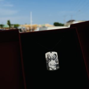 Black square Picture engraved necklace
