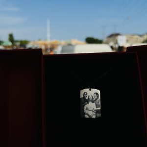 Black square Picture engraved necklace