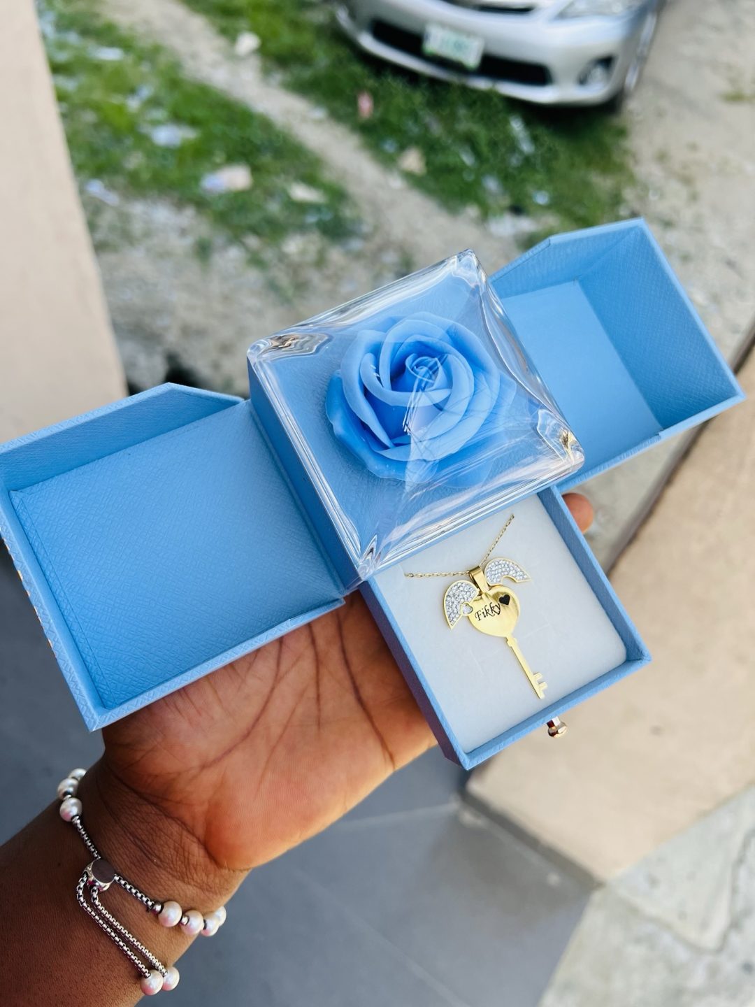 Key engraved necklace with exact box!! - Image 3