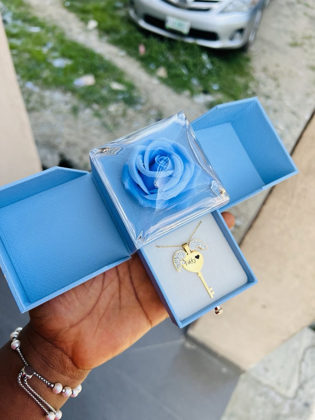 Key engraved necklace with exact box!! - Image 5