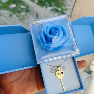 Key engraved necklace with exact box!!