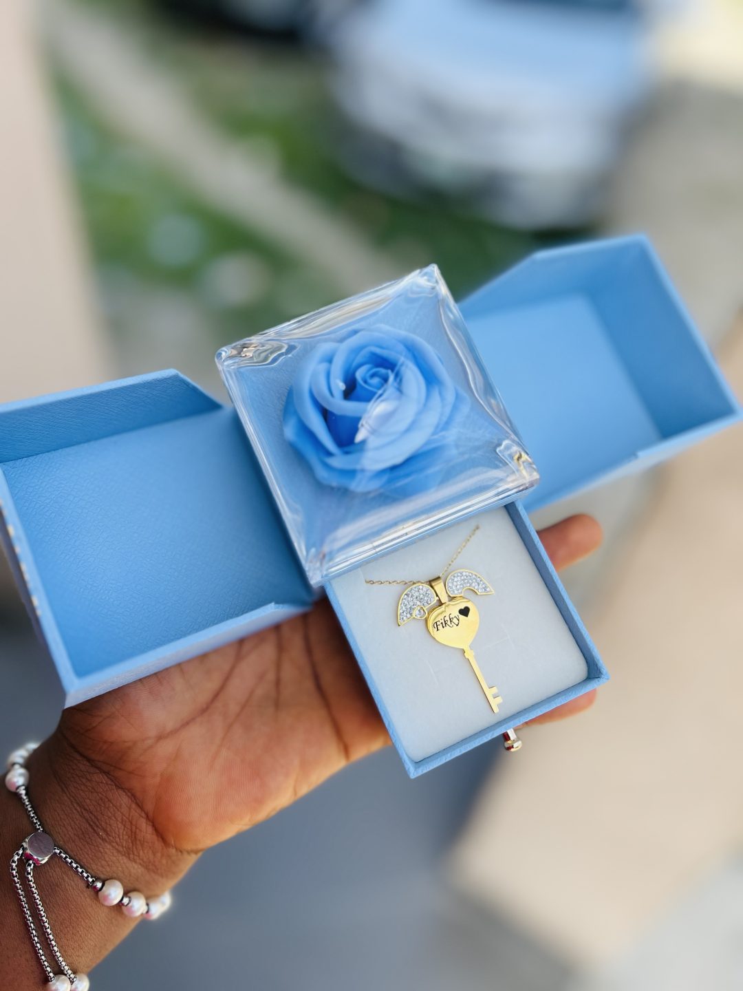 Key engraved necklace with exact box!! - Image 2