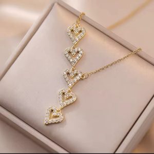 5 love dropping gold necklace