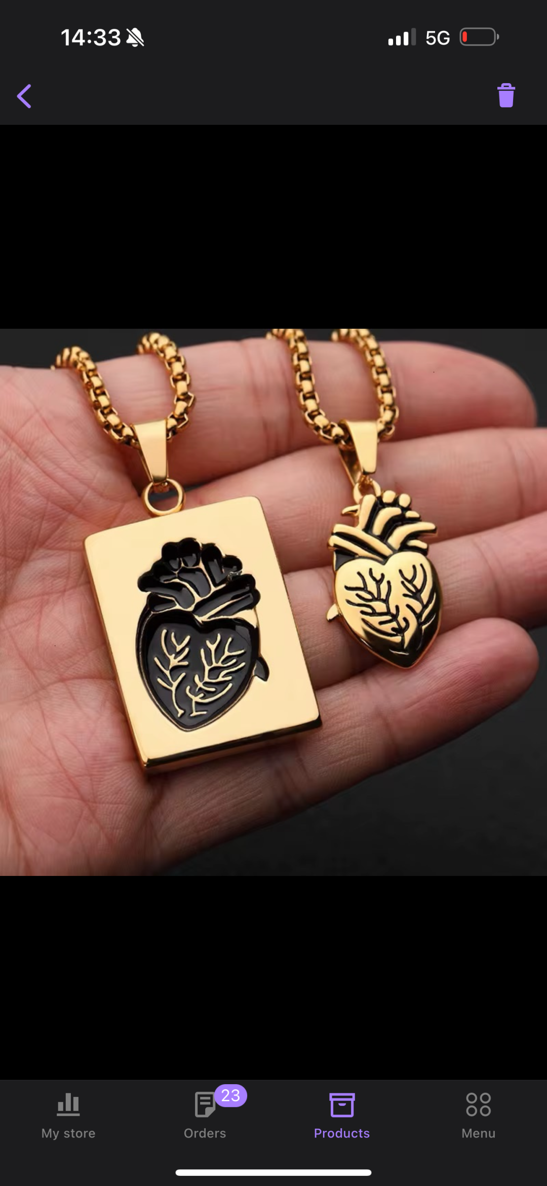 Barcode anatomy gold couples necklace