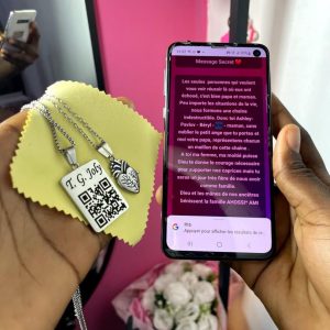 Couples anatomy barcoded silver titanium necklace