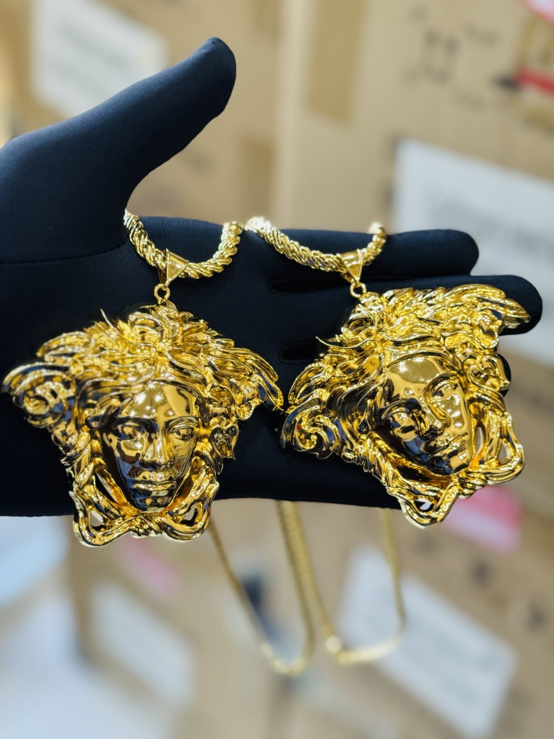Versace Italian gold plated pendant and chain - Image 2