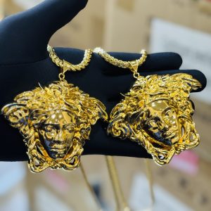 Versace Italian gold plated pendant and chain