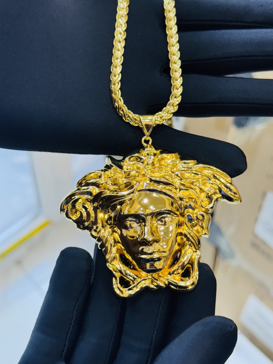 Versace Italian gold plated pendant and chain