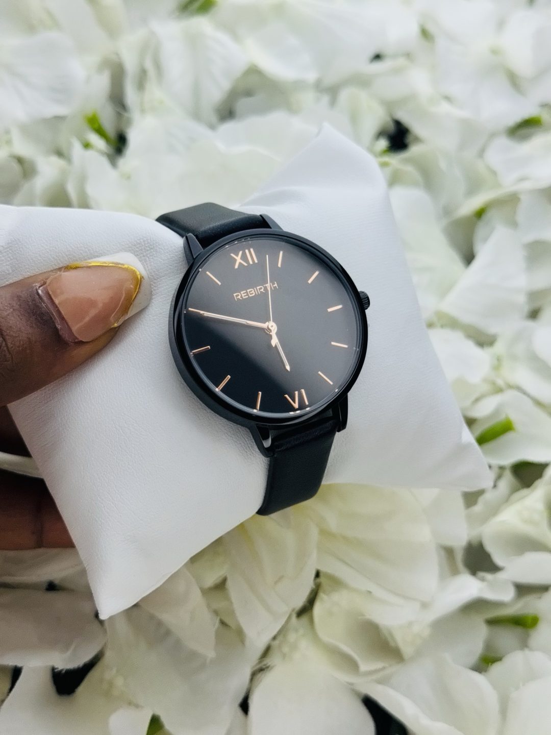Rebirth black leather female watch boxed 001 - Image 4
