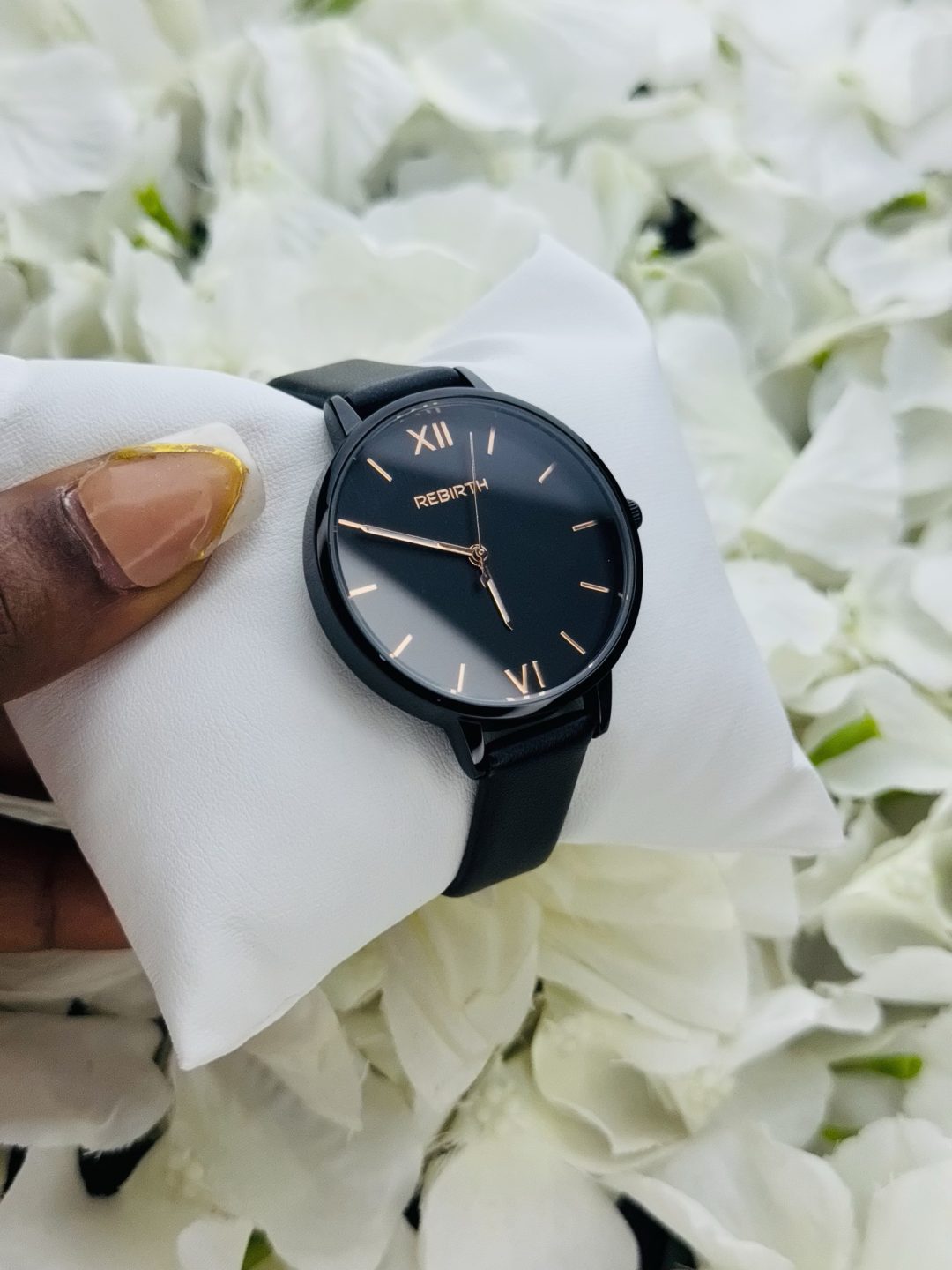 Rebirth black leather female watch boxed 001 - Image 2