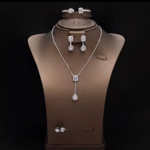Pandora style silver water drop  CZ set