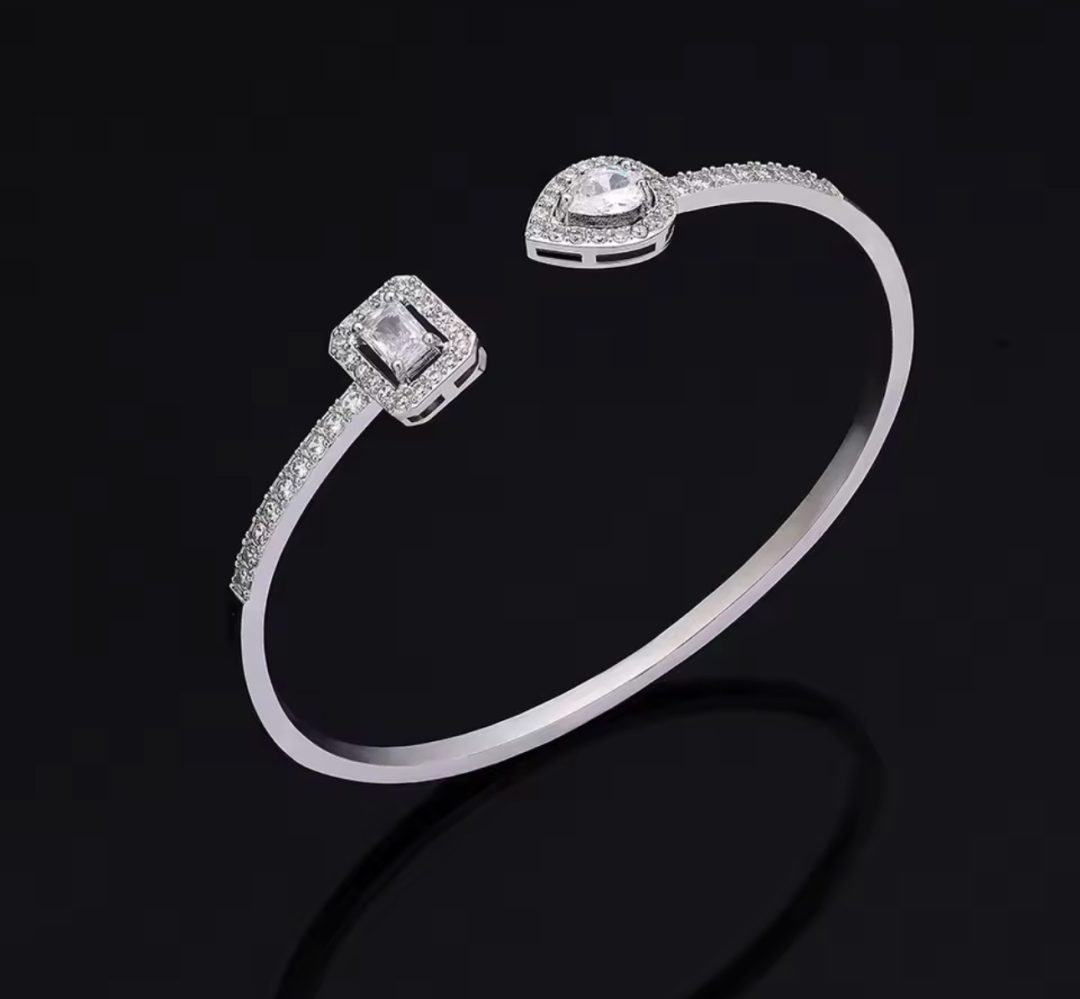 Pandora style silver water drop  CZ set - Image 5