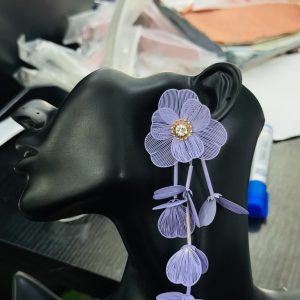 Purple blossom floral earring