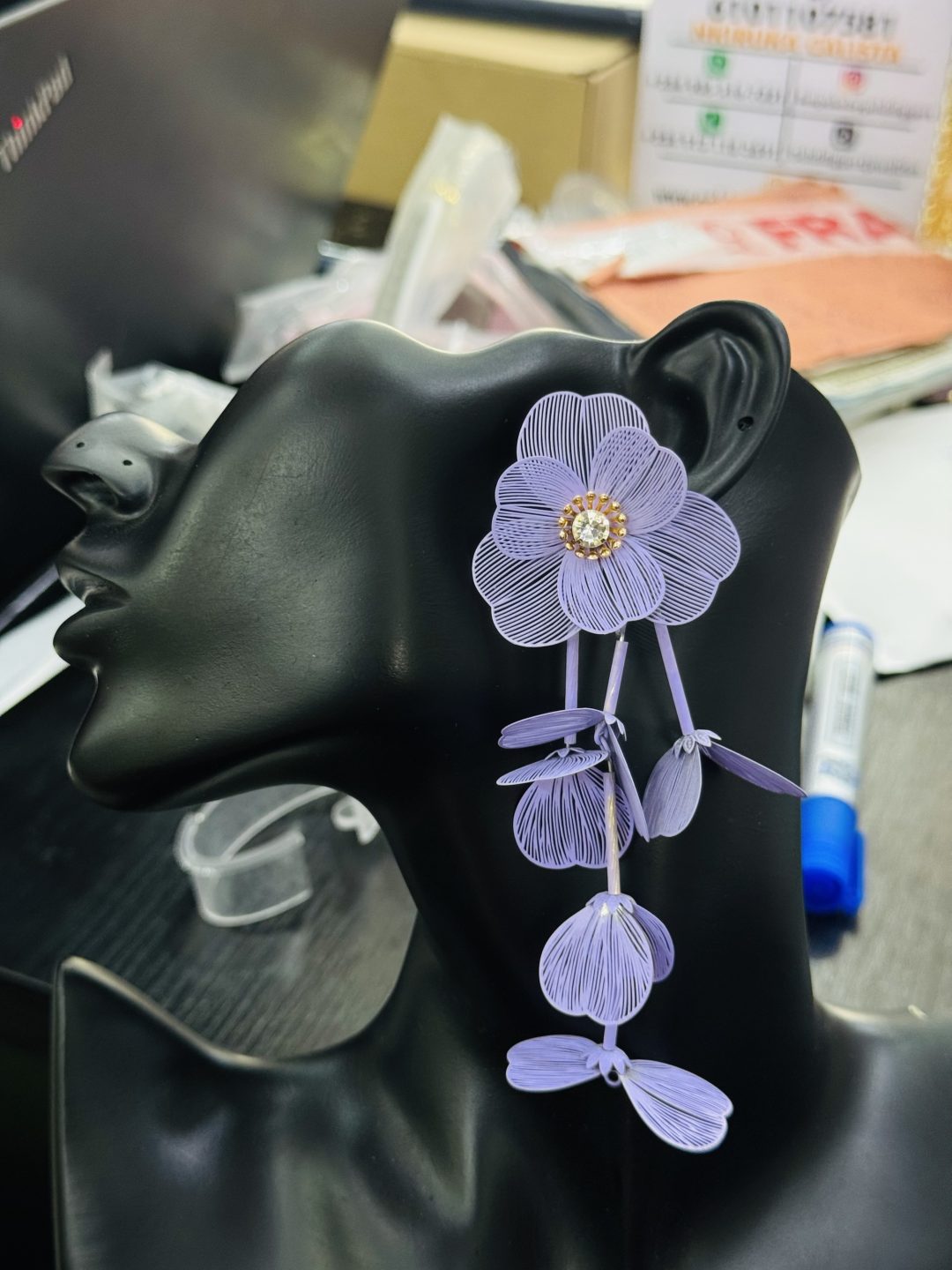 Purple blossom floral earring - Image 2