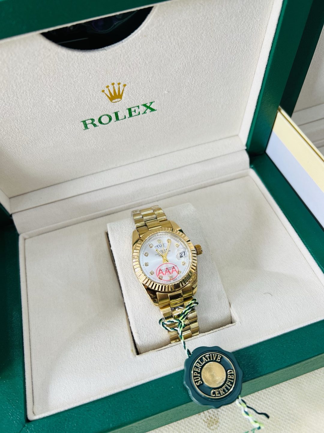 Original Female Rolex (D/T) Gold white face - Image 2