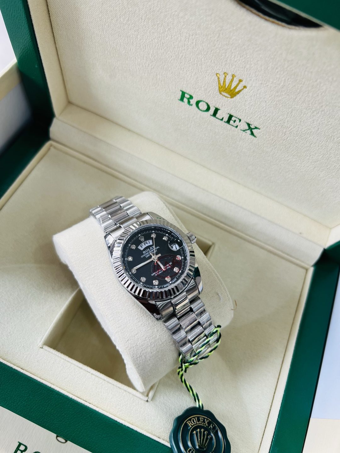 Original Female Rolex (D/T) Silver black face - Image 2