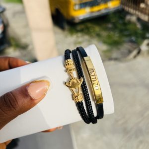 Engraved Anchor leather bracelet 002
