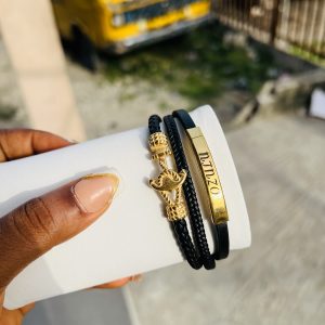 Engraved Anchor leather bracelet 002