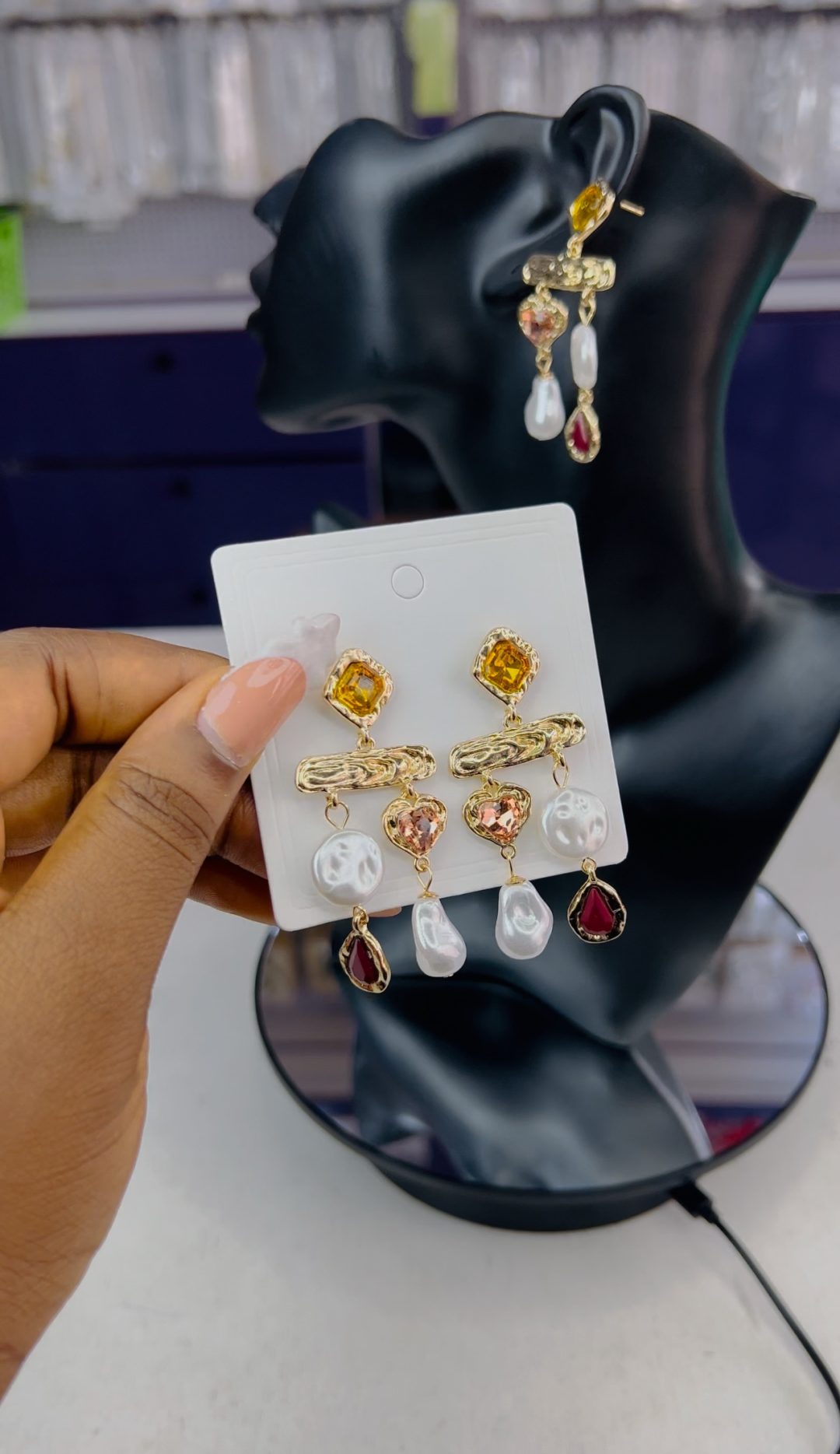 Vintage gemstone earrings - Image 2