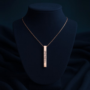 Engraved Rose gold block necklace
