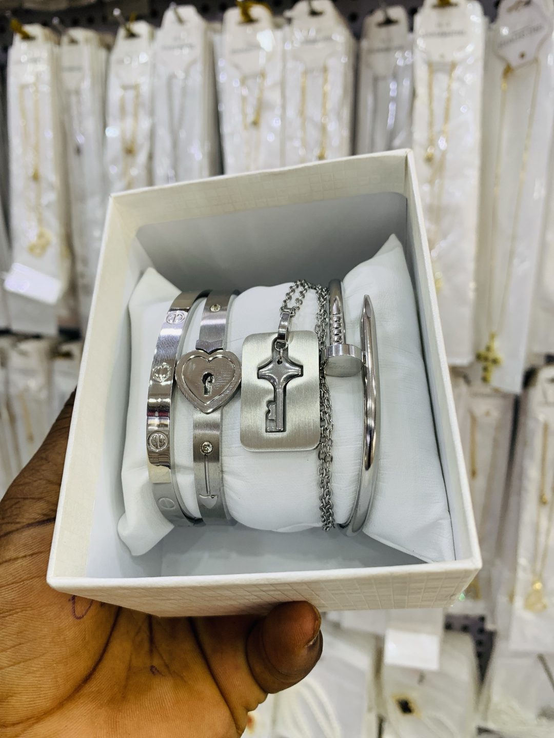 Couples Lock/Bracelet Combo (silver) - Image 2