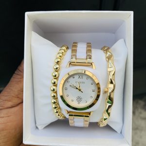 Guess gold female watch combo with box
