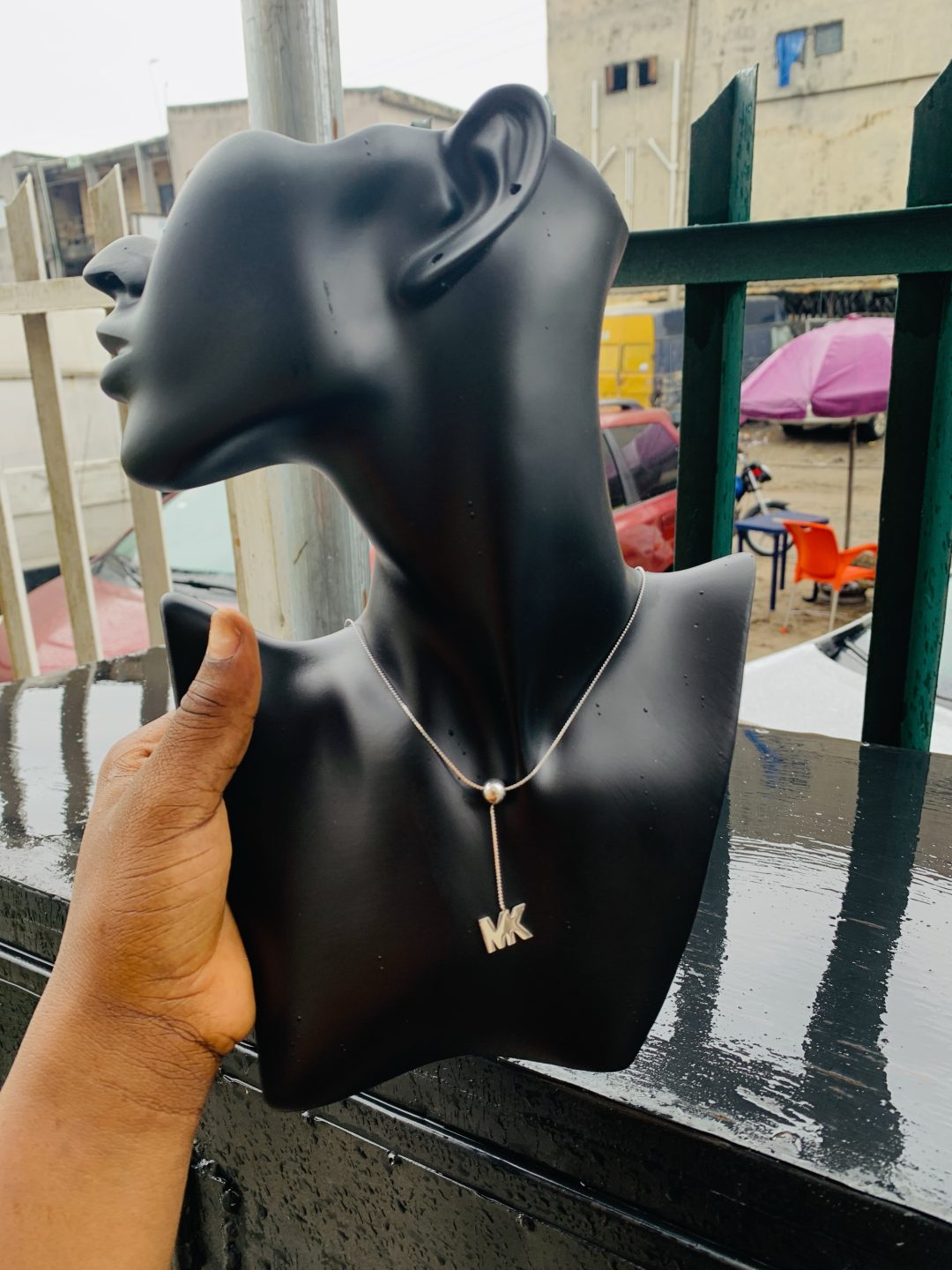 Ball silver dropping necklace 17