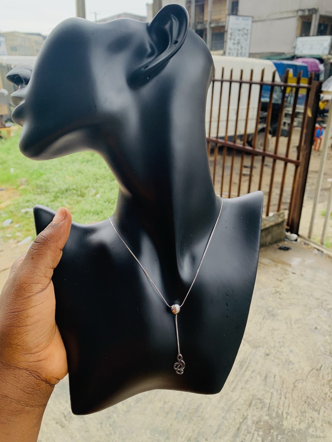 Ball silver dropping necklace 009 - Image 2