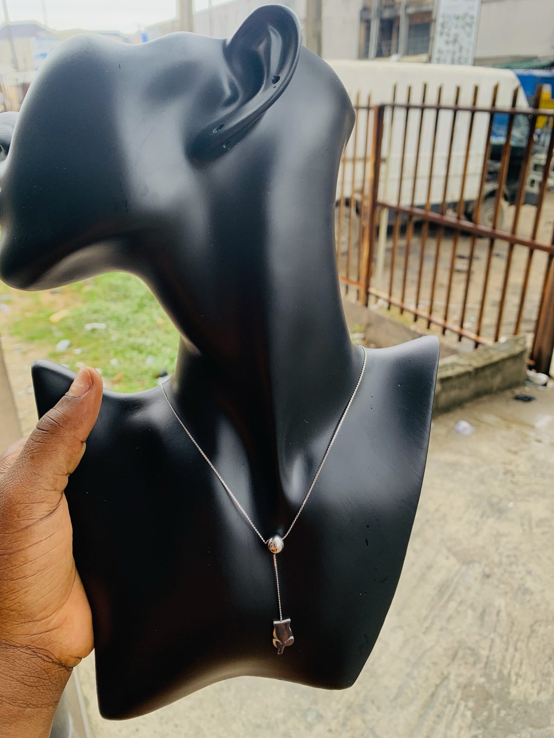 Ball silver dropping necklace 008