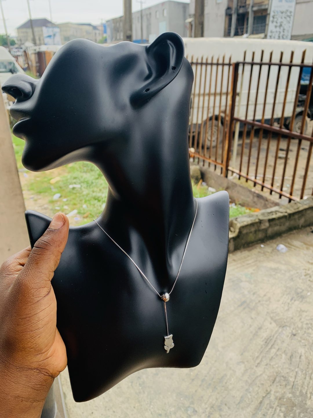 Ball silver dropping necklace 008 - Image 2