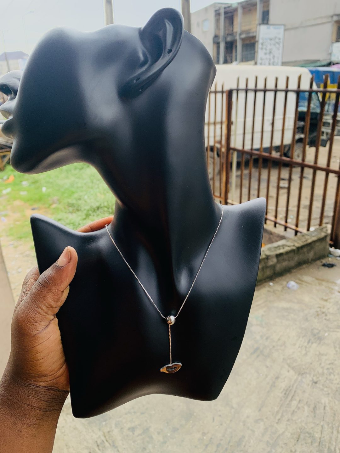 Ball silver dropping necklace 006