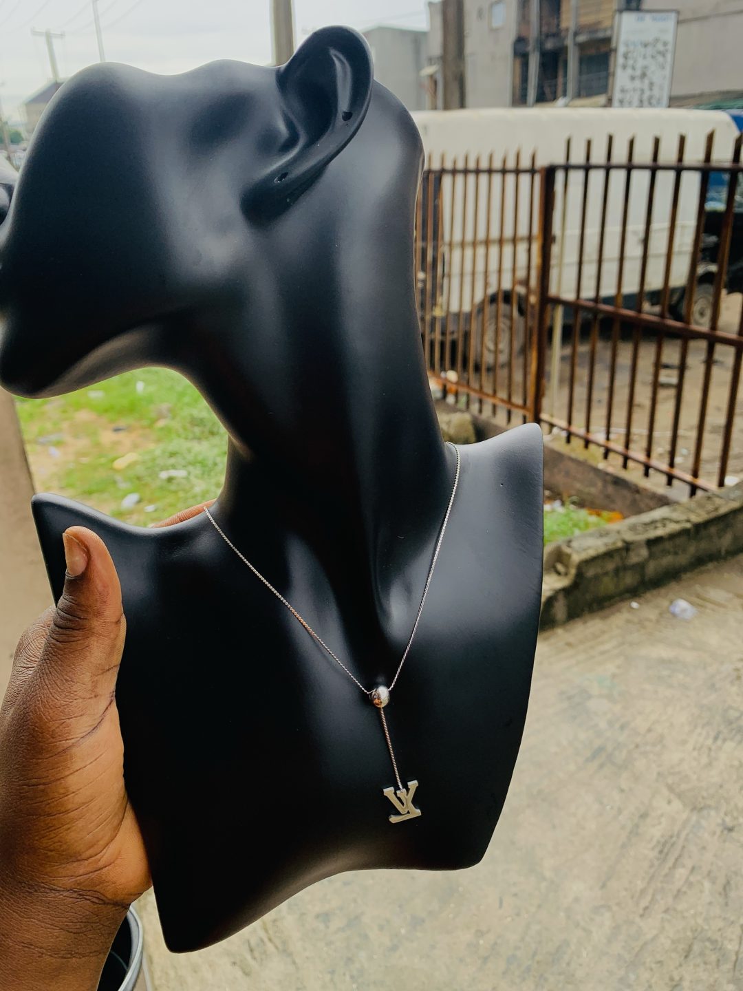 Ball silver dropping necklace 005