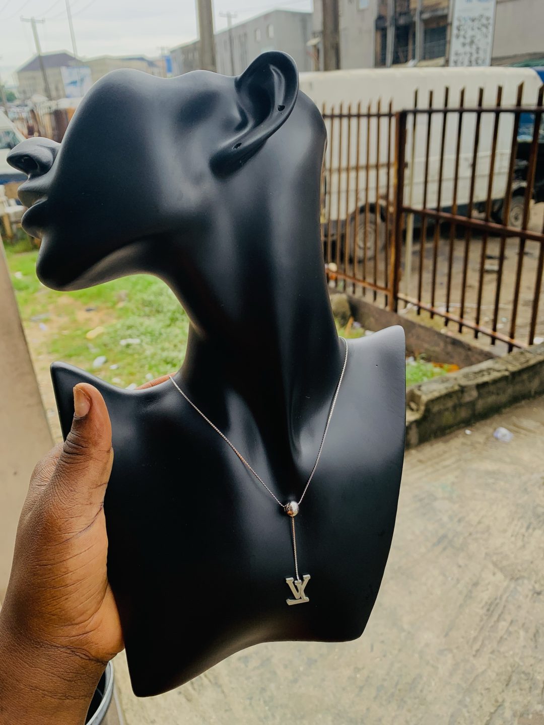 Ball silver dropping necklace 005 - Image 2