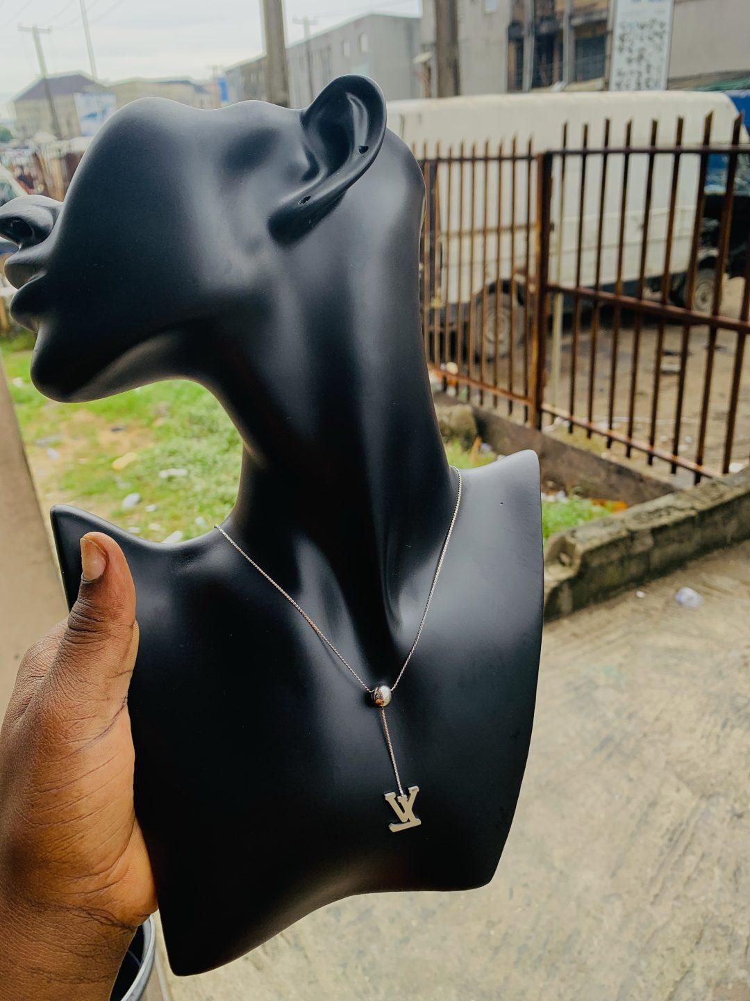 Ball silver dropping necklace 005 - Image 3