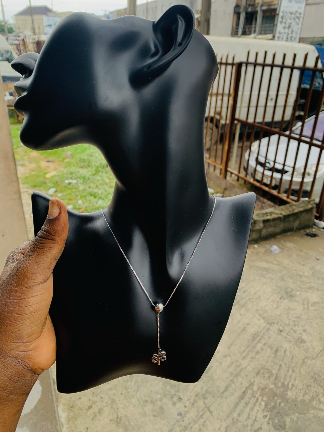 Ball silver dropping necklace 004
