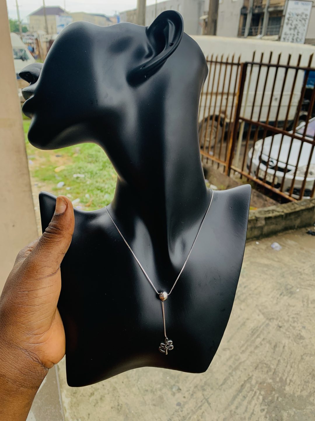 Ball silver dropping necklace 004 - Image 2