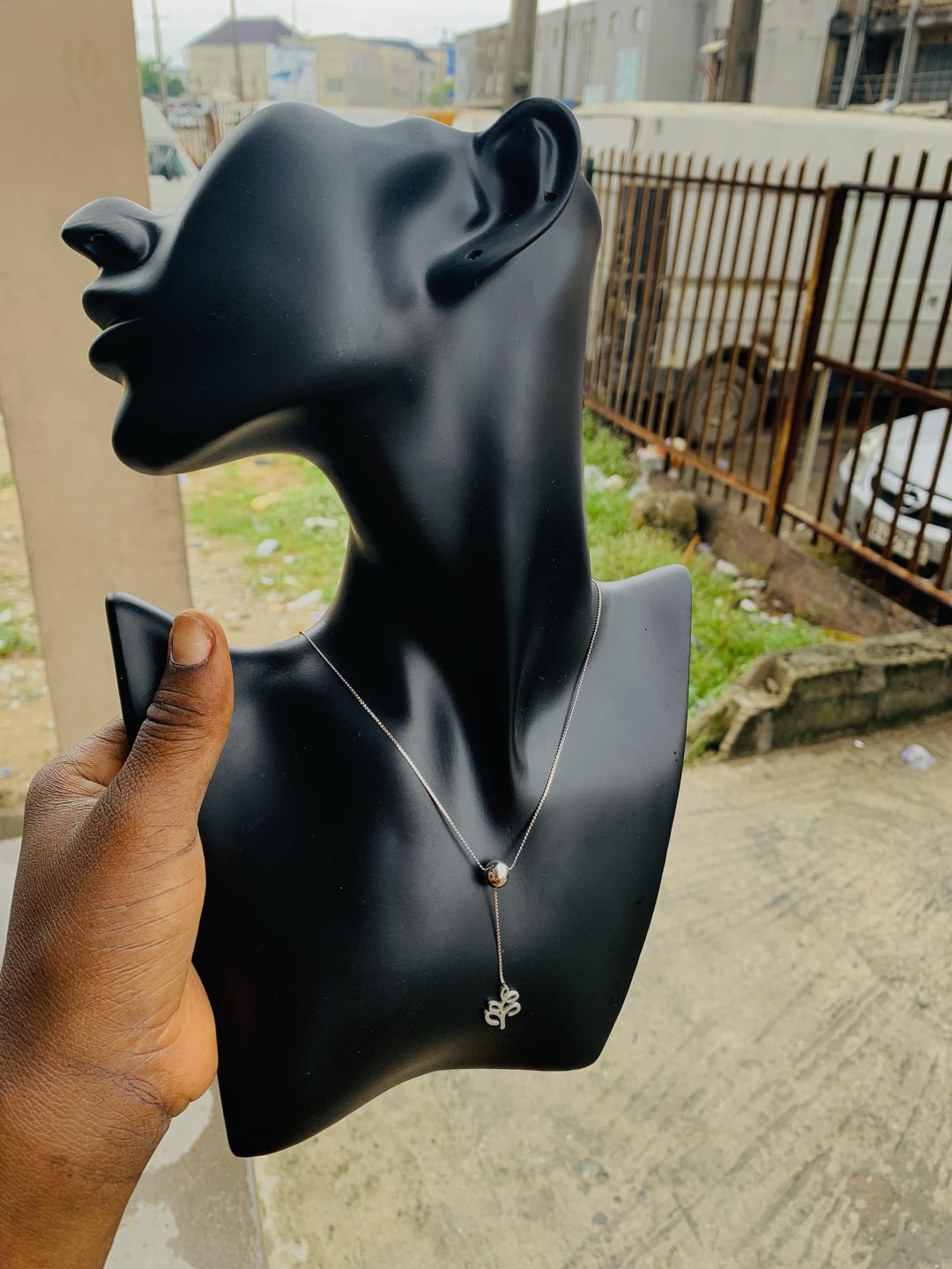 Ball silver dropping necklace 004 - Image 3