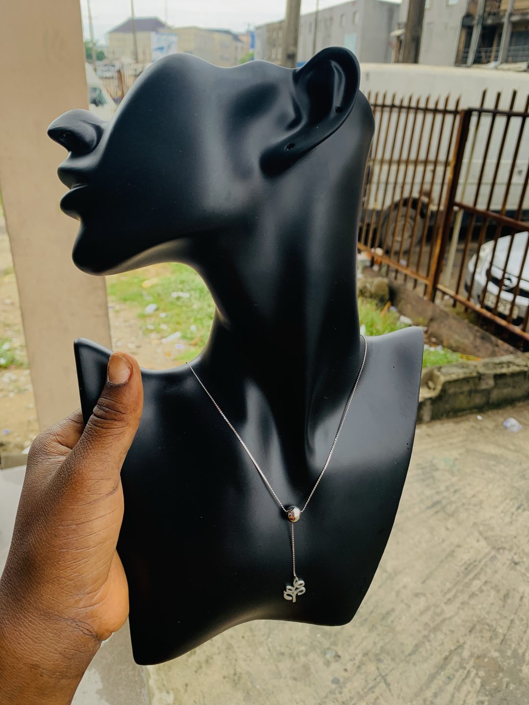 Ball silver dropping necklace 004 - Image 4