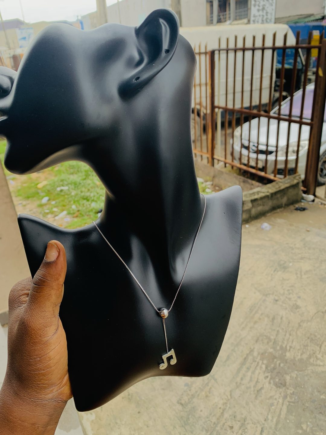 Ball Silver dropping Necklace 003 - Image 2
