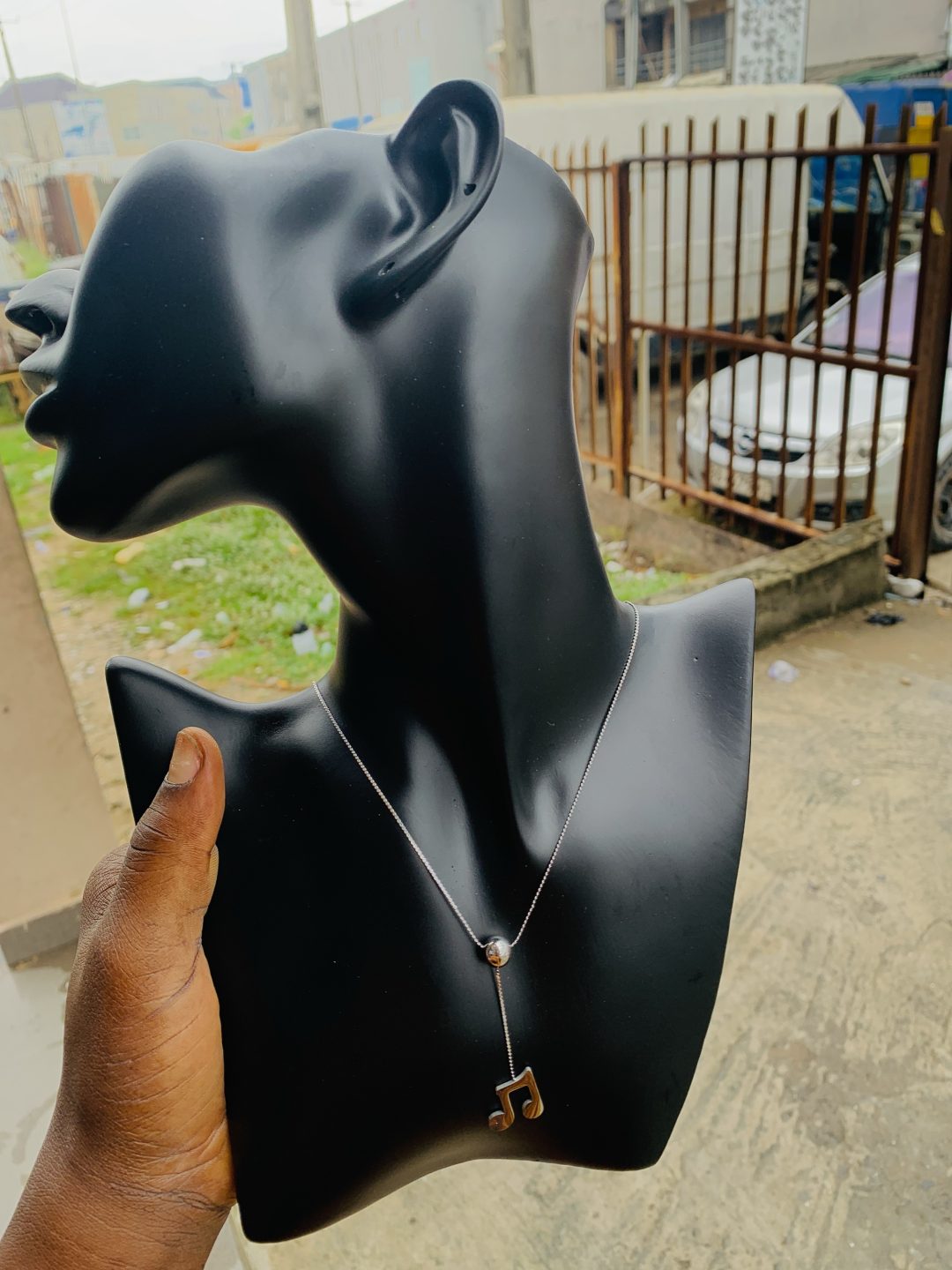 Ball Silver dropping Necklace 003 - Image 4