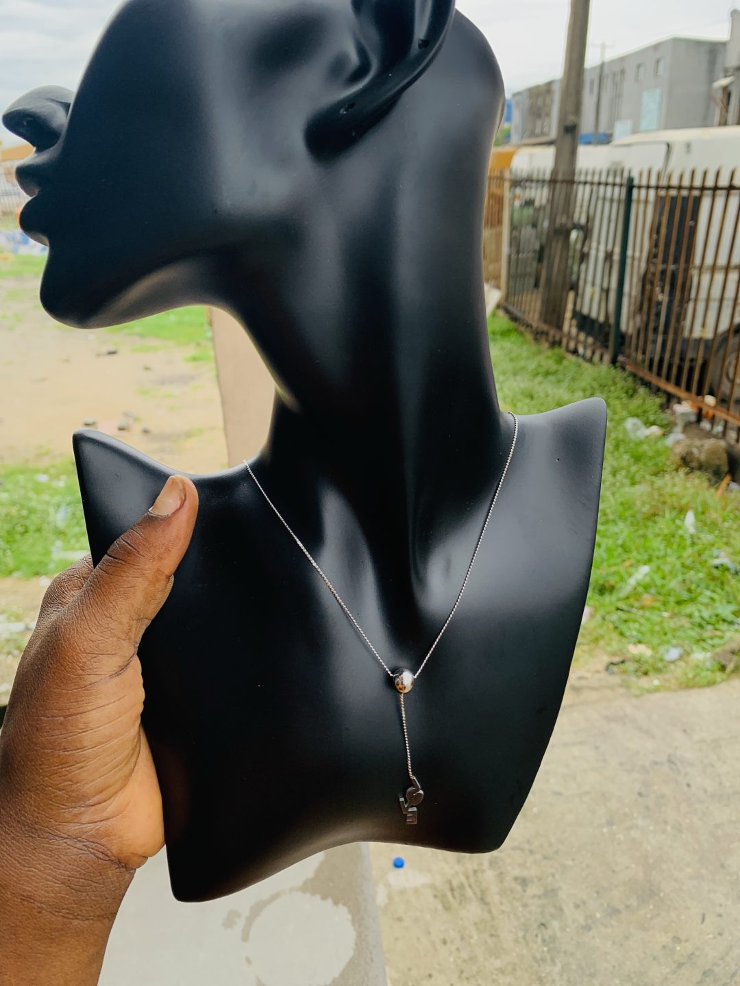 Ball silver dropping Necklace 001